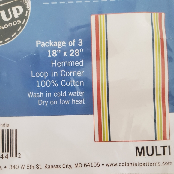 NIP! AUNT MARTHA'S Stitch 'Em Up 3 ct Retro Multi Color Stripe Towels 18"x 28" - Picture 3 of 7
